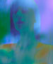 illustration woman blured portrait on blue